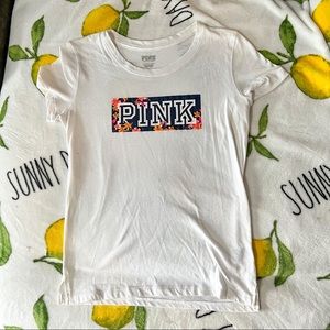 VS PINK white fitted logo short sleeve shirt XS